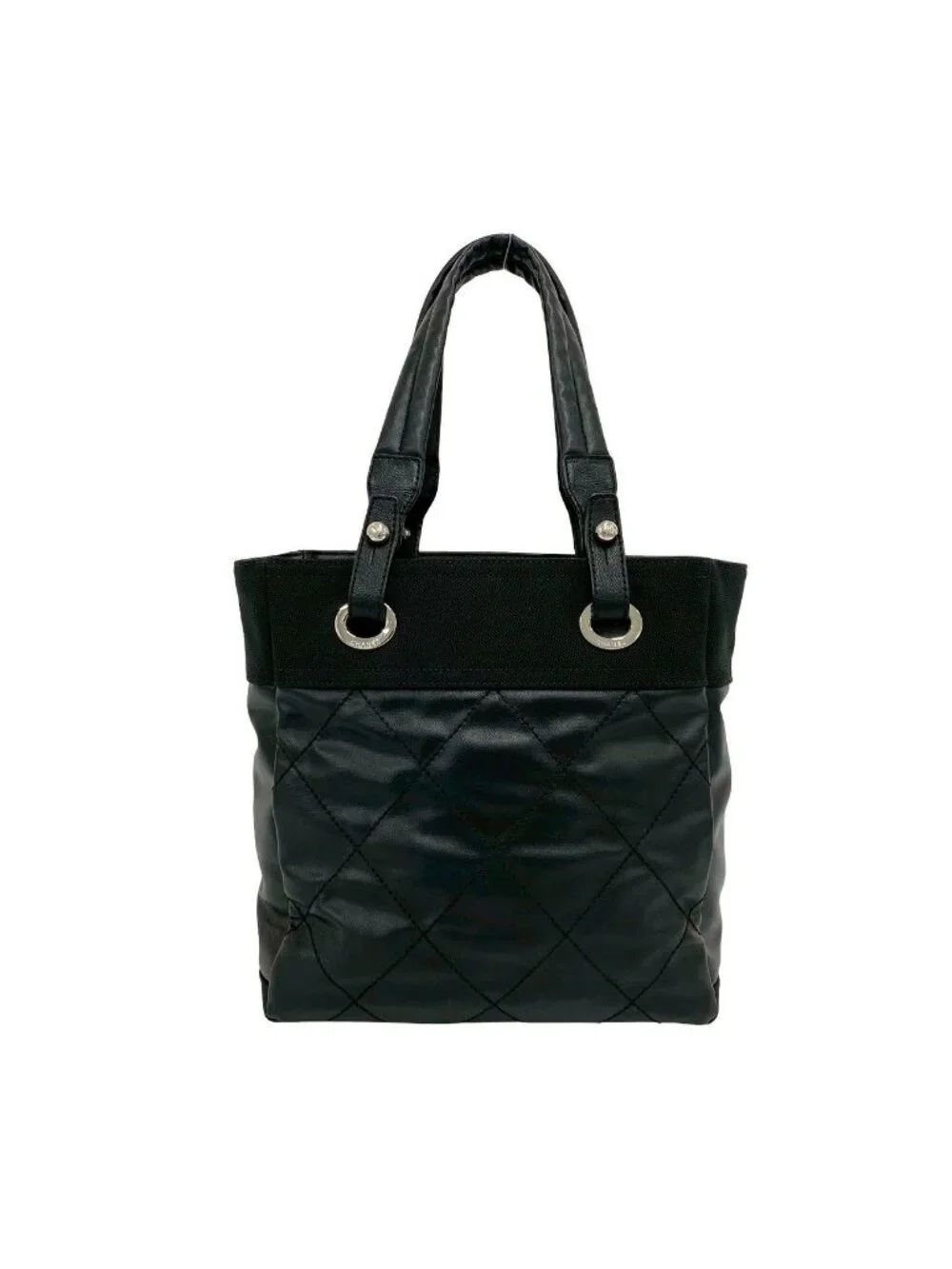 Chanel Paris Biarritz PM Leather Tote Black